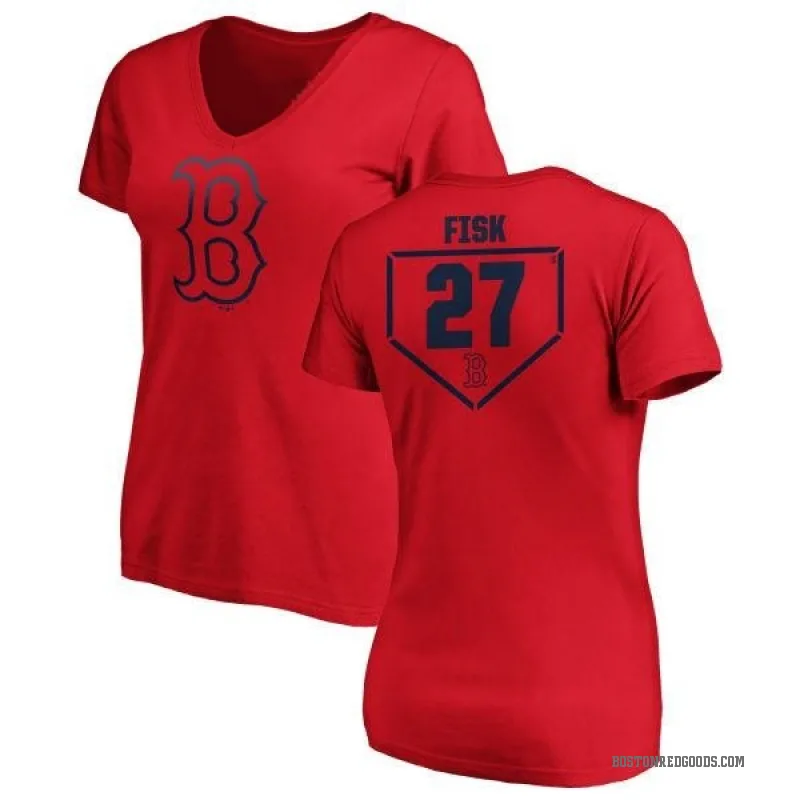 Carlton Fisk Women's Red Boston Red Sox RBI Slim Fit V-Neck T-Shirt -