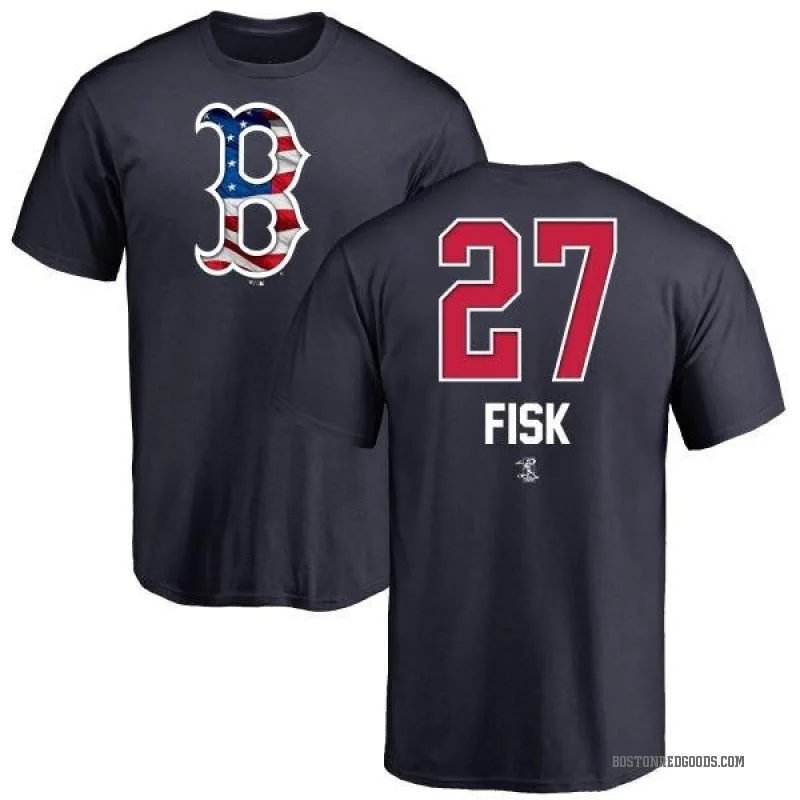Carlton Fisk Youth Navy Boston Red Sox Name and Number Banner Wave T-Shirt -