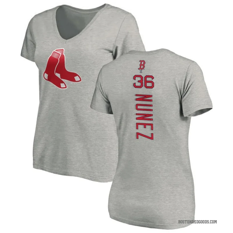 Eduardo Nunez Women's Ash Boston Red Sox Backer Slim Fit T-Shirt -