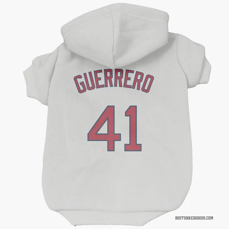 Tyron Guerrero  White Boston Red Sox  Cat & Dog Pet Hoodie