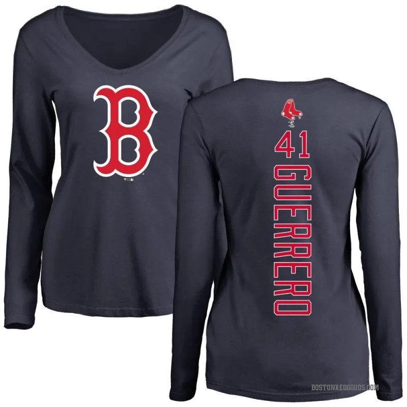 Tyron Guerrero Women's Navy Boston Red Sox Backer Slim Fit Long Sleeve T-Shirt -