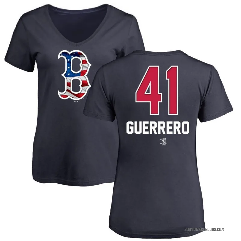 Tyron Guerrero Women's Navy Boston Red Sox Name and Number Banner Wave V-Neck T-Shirt -