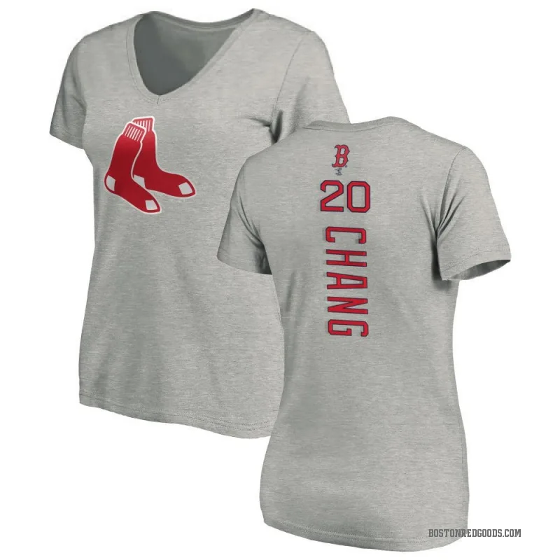 Yu Chang Women's Ash Boston Red Sox Backer Slim Fit T-Shirt -